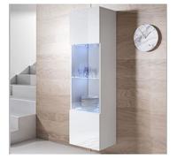 Design Ameublement - Vitrine Armoire LED LUKE V6 Suspendue - 1 porte - Blanc Brillant - 40x165x29cm