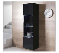 Design Ameublement - Vitrine Armoire LED LUKE V6 Suspendue - 1 porte - Noir Brillant - 40x165x29cm