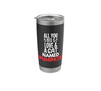 Design citrouille avec nom de chat - All You Need is Love! Gobelet isotherme en acier inoxydable double paroi