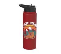 Design de bottes de montagne I Love Hiking Sunset Stainless Steel Insulated Water Bottle