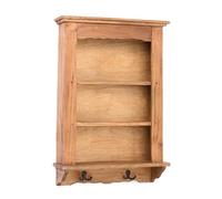 DESIGN DELIGHTS Étagère Murale Country en Bois d'Acajou | 3 Étages, 68 cm, avec Crochets | Placard, Étagère de Cuisine Suspendue en Bois
