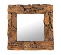 Design Delights - Miroir mural Teak 50 au design élégant - Bois de teck (érodé), naturel, 50 x 50 x 3 cm (H x L x P)