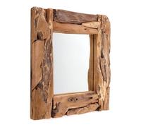 DESIGN DELIGHTS ROOT WOOD SPECCHIO BEACHSIDE | style vintage en bois de teck et verre, 50x50cm | miroir mural,