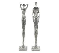 DESIGN DELIGHTS Sculpture Moderne Millenium | Homme & Femme, 2 Parties, Poly Pierre Artificielle, Argent 59 cm | Objet de décoration, Figure décorative Debout, Statue