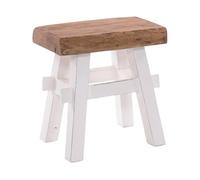 Design Delights Tabouret en bois rustique vintage 40" - Bois dur recyclé - Tabouret en bois massif - 43 x 45 x 27 cm (H x l x P) - Blanc style maison de campagne