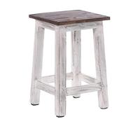 DESIGN DELIGHTS Tabouret Madero en Bois Russe, 48 x 30 x 30 cm, Recy ouleur: Blanc Naturel
