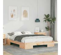 Design épuré forme rectangulaire usage intérieur Marron 135 x 190 cm | Cadre de lit Marron 135 x 190 cm en Bois Massif de Pin, Plateforme Solide avec Rangement, Design Moderne pour Chambre