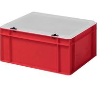 Design Eurobox bac gerbable, conteneur de stockage, bac plastique en 5 couleurs et 16 tailles, avec couvercle transparent (mat) (rouge, 40 x 30 x 18 cm)