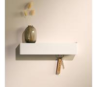 Design Hambourg Porte-clés mural | Blanc | avec tablette | Porte-clés en métal avec tablette | Design moderne et minimaliste pour entrée ou couloir