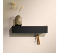 Design Hambourg Porte-clés mural | Noir | avec tablette | Porte-clés en métal avec tablette | Design moderne et minimaliste pour entrée ou couloir