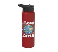 Design « I Love Earth Nature Planet Conservation » Stainless Steel Insulated Water Bottle