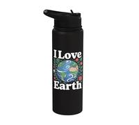 Design « I Love Earth Nature Planet Conservation » Stainless Steel Insulated Water Bottle