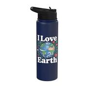 Design « I Love Earth Nature Planet Conservation » Stainless Steel Insulated Water Bottle