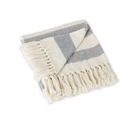 Design Imports India DII Couvre-lit à Chevrons pour intérieur/extérieur 100% Coton Camping Barbecue plages Couverture Quotidienne - 127 x 152,4 cm, Bleu Nautique