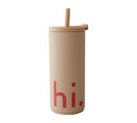 Design Letters Bouteille isotherme avec pailles Travel Life 50 cl Hi-beige