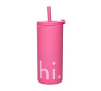 Design Letters Bouteille isotherme avec pailles Travel Life 50 cl Hi-cherry pink