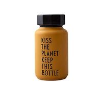Design Letters Bouteille isotherme/isotherme, Petit (moutarde) - Aspirateur à double paroi sans BPA, acier inoxydable, design nordique, idéal pour une utilisation en déplacement, 330 ml,204g