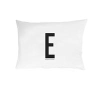 Design Letters taie d'oreiller, 70cm x 50cm (Blanc) - E - 100% Coton, Disponible de A à Z, Doux, y Compris Une Fermeture à glissière pour Une Belle Fermeture