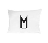 Design Letters taie d'oreiller, 70cm x 50cm (Blanc) - M - 100% Coton, Disponible de A à Z, Doux, y Compris Une Fermeture à glissière pour Une Belle Fermeture