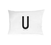 Design Letters taie d'oreiller, 70cm x 50cm (Blanc) - U - 100% Coton, Disponible de A à Z, Doux, y Compris Une Fermeture à glissière pour Une Belle Fermeture
