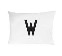 Design Letters taie d'oreiller, 70cm x 50cm (Blanc) - W - 100% Coton, Disponible de A à Z, Doux, y Compris Une Fermeture à glissière pour Une Belle Fermeture