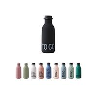 Design Letters TO GO Bouteille d'eau | 500 ml | Gourde Design sans BPA et écologique | Gourdes d'eau étanche pour Femme et Homme | Résistant aux fuites et aux chutes | Ultra léger |Noir