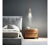 Design Luminaire Suspendu Verre Abat-Jour Manger de Plafond Argent IP20 1-flg