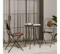 Design Mosaïque Bistrot Rouge Terracota Fer et Céramique, Ensemble de meubles de jardin 2024 Nouveau