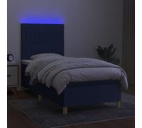 Design New Cadre de lit avec sommier à lattes - Lit Boxspring avec matelas & LED Bleu 100x200 cm Tissu - Lits Classiques Meubles2025 CHY6468908 5parcel