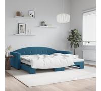 Design New Cadre de lit avec sommier à lattes - Lit de jour Extensible Bleu 90x200 cm Velours - Lits Classiques Meubles2025 CHY4923822 2parcel