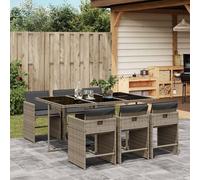 Design New Ensemble de meubles de jardin Balcon Ensemble de 7 pièces de jardin avec coussins Gris Poly rotin - Garniture de jardin Meubles2025 CHY5718760 3parcel