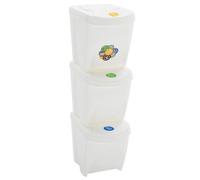 Design New Poubelle empilable 3 pcs. Blanc 75 L Polypropylène - Poubelles Meubles2025 CHY5875958 1parcel