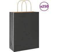 Design New Sacs en papier Lot de 250 avec anses Noir 26x12x35 cm - Sacs cadeaux CHY490369