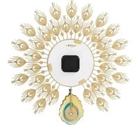 Design paon - Horloge murale - 60 × 60 cm - Mouvement silencieux - Fixation murale - Fer/aluminium/acrylique - Vert