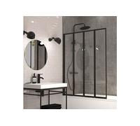 DESIGN Pare-baignoire pivotant pliant transparent noir, H.140 x l.110 cm Exalt