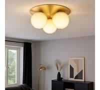 Design Plafonds Lampe Boule en Verre Tresse Spot Aluminium Clients Chambre Blanc