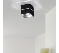Spot de plafond, carré, noir, spot en saillie, couloir, effet lumineux, aluminium, 1x G9, LxH 10x10 cm
