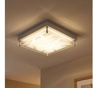 Plafonnier Lampe de plafond modèle éclairage salon argenté en design carré, métal acrylique, 1x LED 1x 12 watt 1200 lm blanc neutre, LxLxH 25x25x7,5 cm
