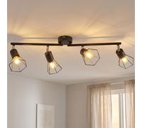 Plafonnier Rail d'éclairage Spotleiste Metallflecht Abschirm schwarz 4 flammig Lampe de plafond, 4x E14 Fassung, 70 x 8 x 8 cm, Salon Salle à manger Entrée