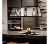 Design Plafonnier Suspendu Lampe Bâton Éclairage Couloir Verre Lanterne Noir