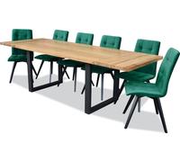 Design Salle à manger Chaise Set Métal Tables Fauteuils 6x Chaises Table Garniture 7pcs.