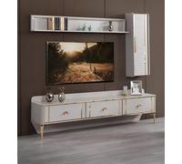 Design salon set 3pcs armoire murale étagère bois support TV moderne