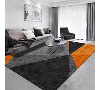 Design Tapis Tapis Rectangle Géométrique Orange Gris Noir Minimaliste Moderne,Poils Courts, bordé, Doux, Lavable-80 * 160cm (2.6ft x 5.2ft)