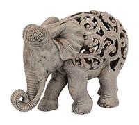 Design Toscano Anjan l'Éléphant Décor Indien Statue d'Animal Jali, 30.5 cm, polyrésine, Marron Pierre