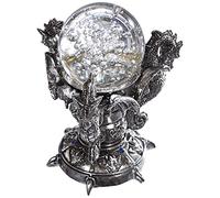 Design Toscano Dragons du Château de Corfou Statue Figurine Globe Décor Gothique, 13 cm, Polyrésine et verre, chrome argenté