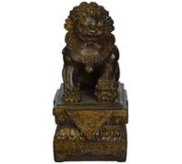 Design Toscano NY13668011 Statue de Chien Lion Foo gardien de temple chinois Bronze 18 x 11,5 x 23 cm