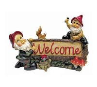 Design Toscano QL3334 Gnome Statue de jardin - Salutation du jardin Gnomes Panneau de bienvenue - Pelouse Gnome