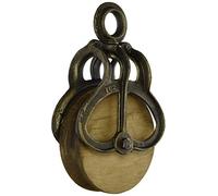 Design Toscano Roue Poulie Vintage de Ferme Décor Industriel, Grand 25.5 cm, fonte et bois, noir