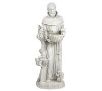 Design Toscano Saint Francis Nature Nourricière Statue de Jardin Mangeoire d'Oiseau, Grand 94 cm, polyrésine, pierre antique