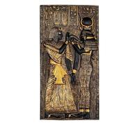 Design Toscano WU68184 Plaque Stèle Temple Egyptien Isis, Noir/Or, 2.5 x 12.5 x 25.5 cm